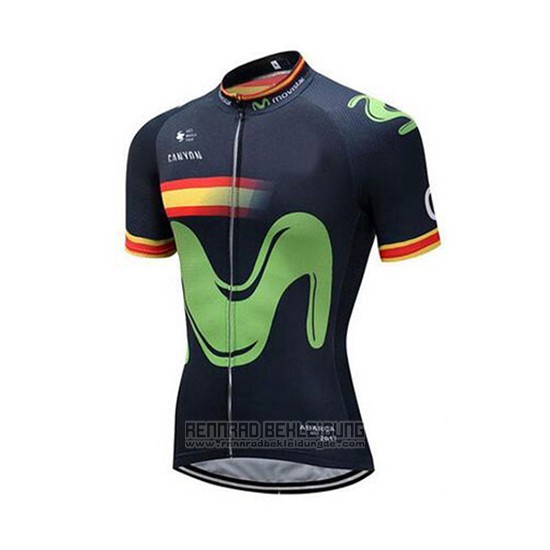 2018 Fahrradbekleidung Movistar Champion Spanien Trikot Kurzarm und Tragerhose